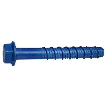 Torquemaster Masonry Screw, 1/2" Dia., Hex, 4" L, Steel Blue Ruspert, 25 PK 53251